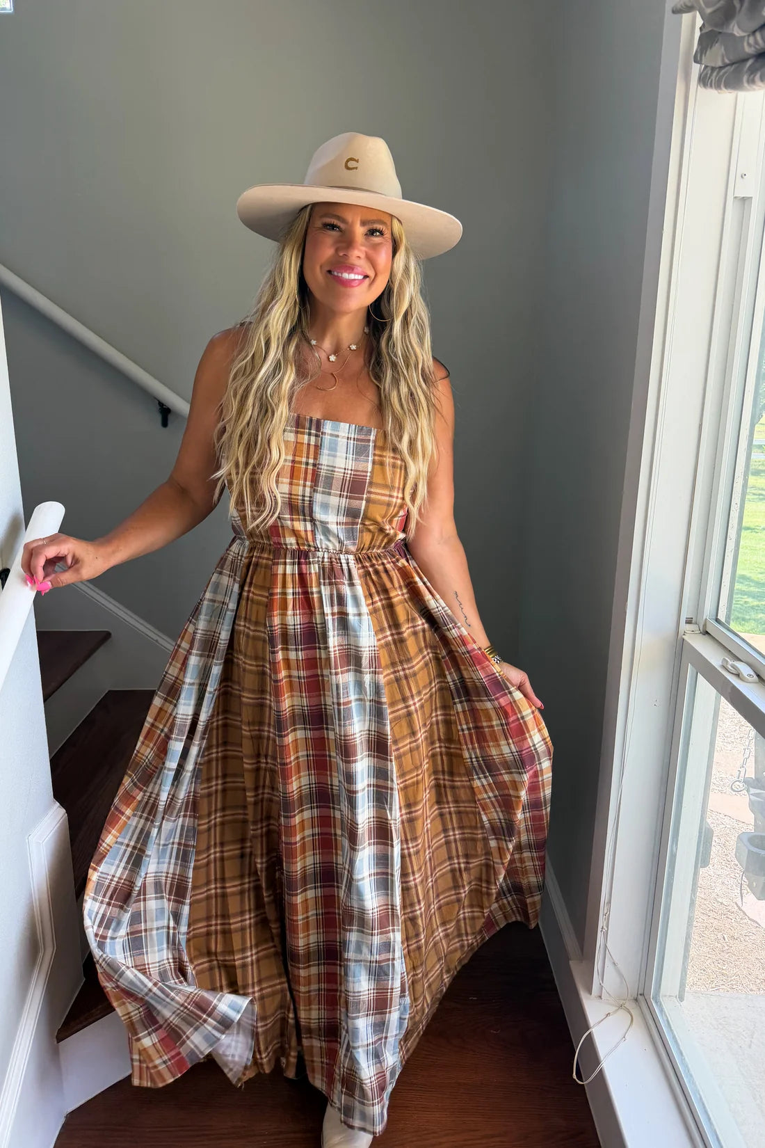 The Ashford Plaid Maxi Dress- Preorder