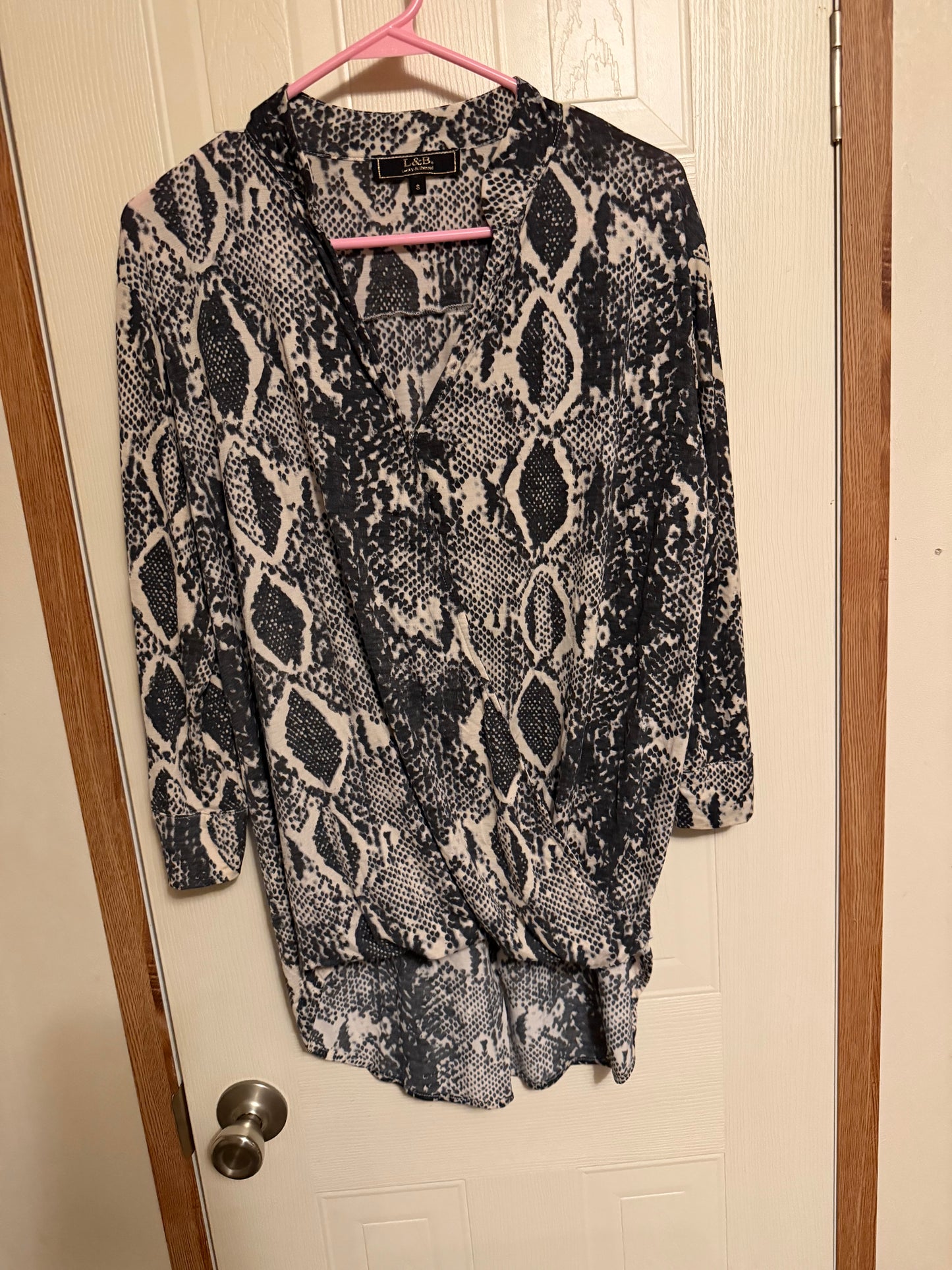 Snake Print Flowy Long Sleeve-Size Small