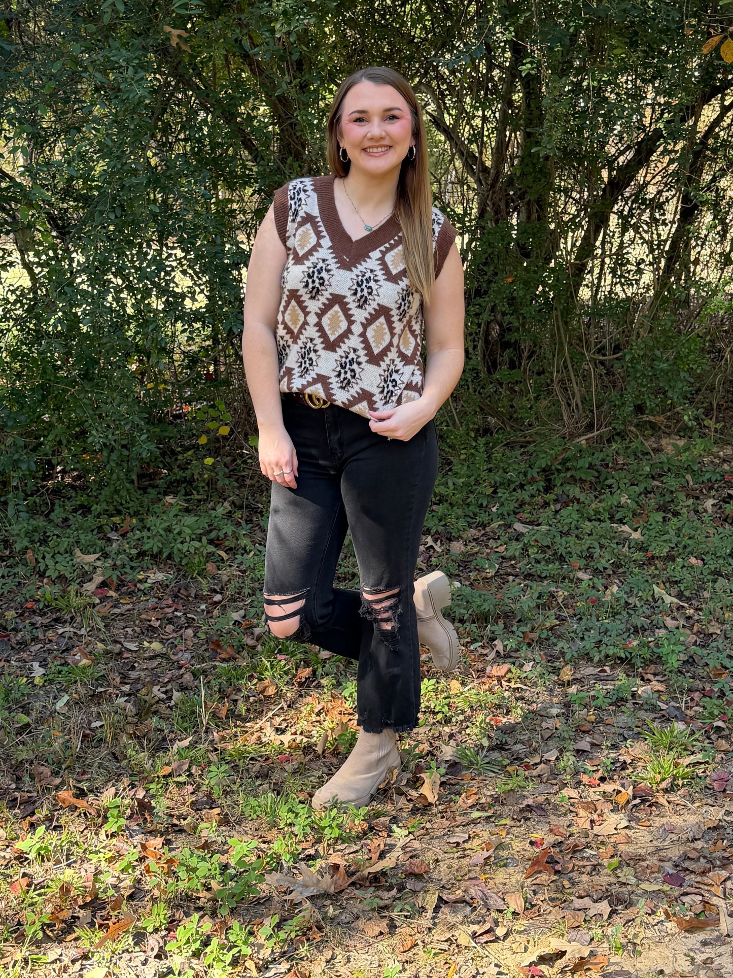 Aztec Leopard Sweater Vest