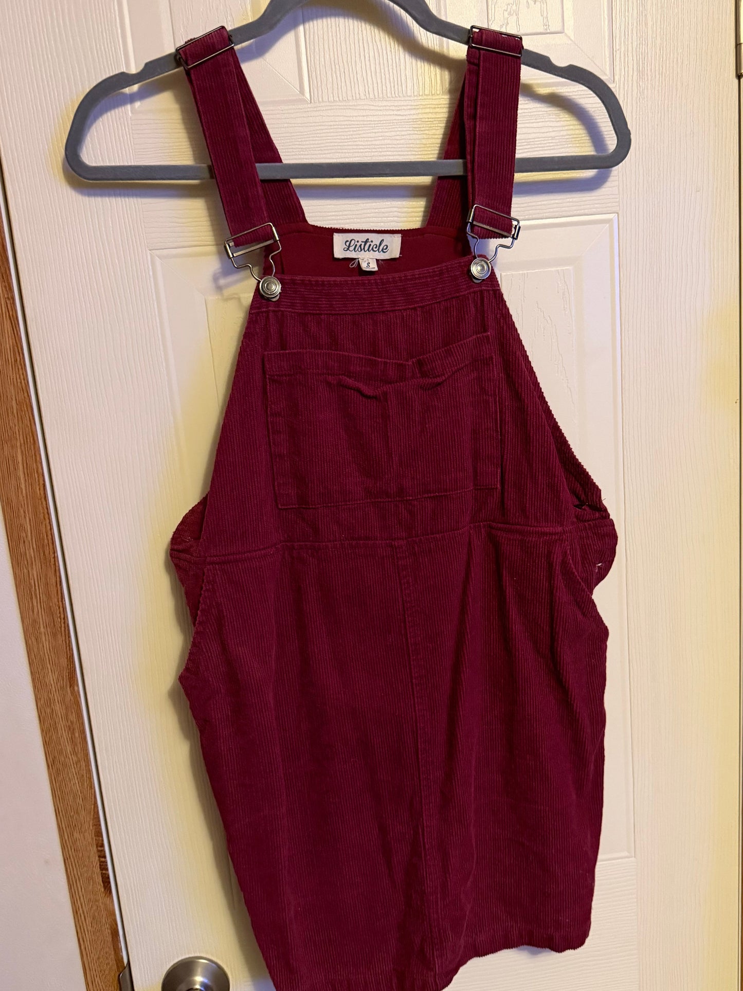 Maroon Corduroy Overall Dress-Size S