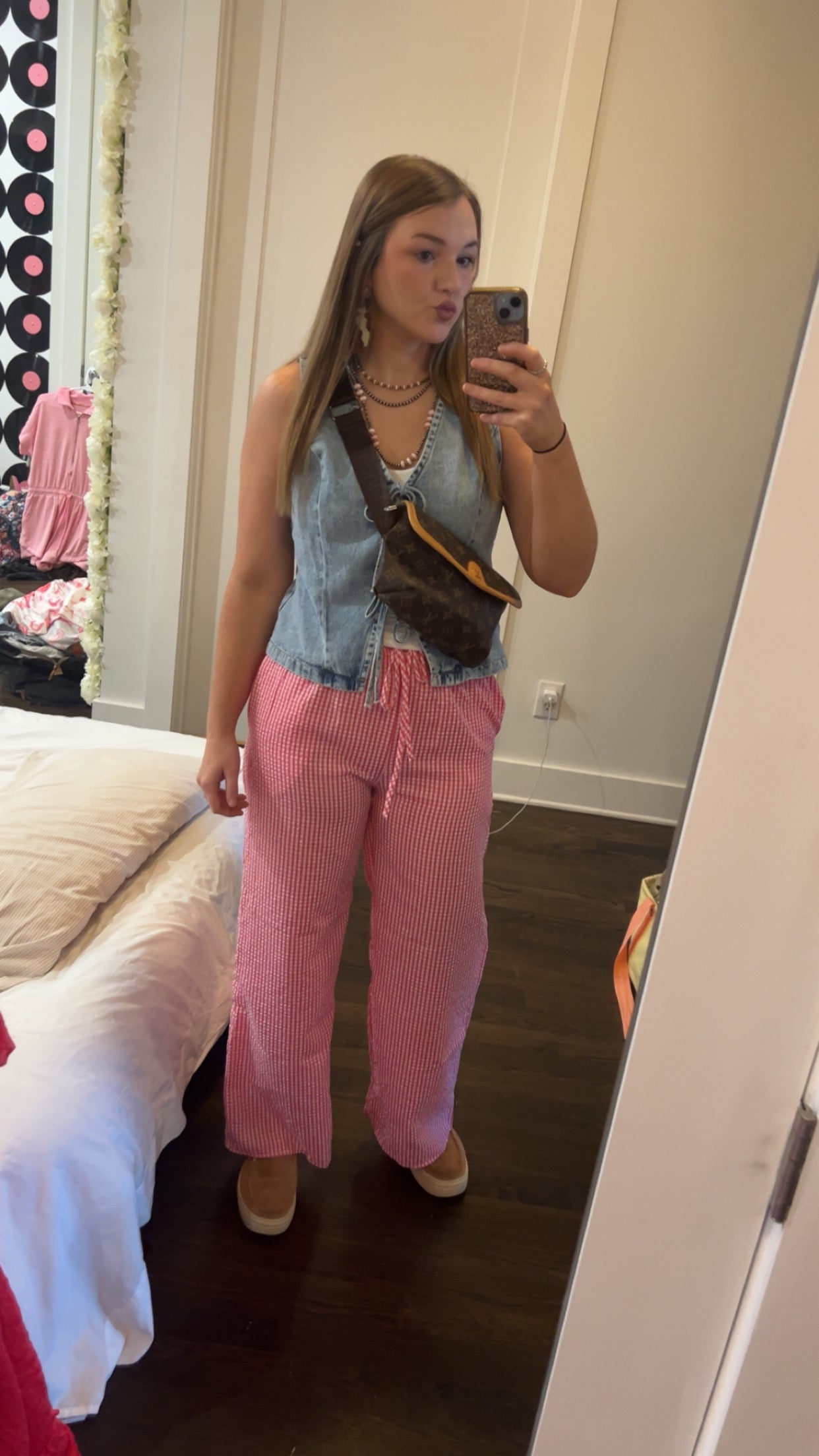 Pink Gingham Pants-Size Medium