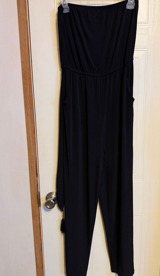 Black Strapless Jumpsuit with Tie waist-Size S