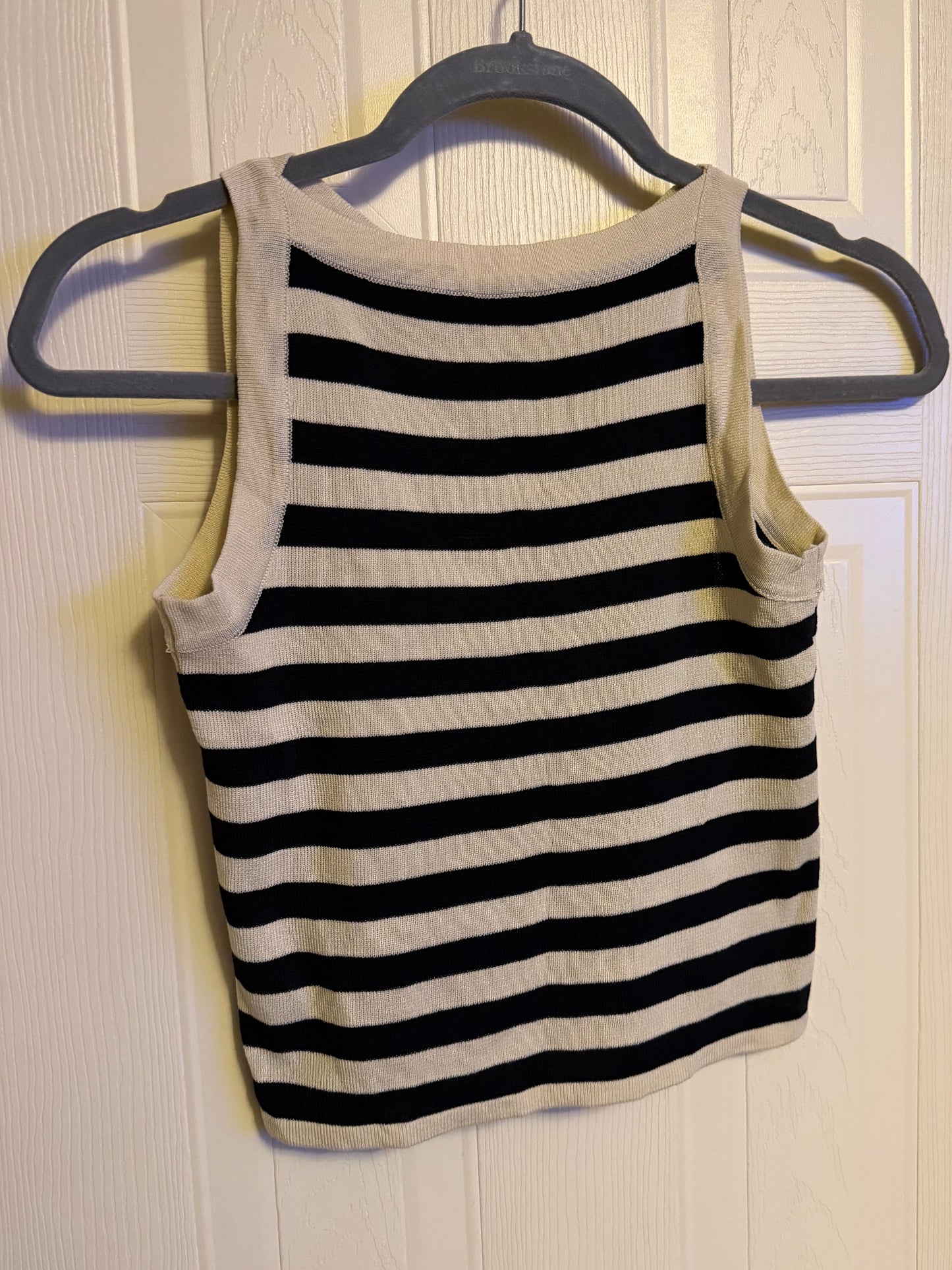Cream & Black Cropped Tank-Size M