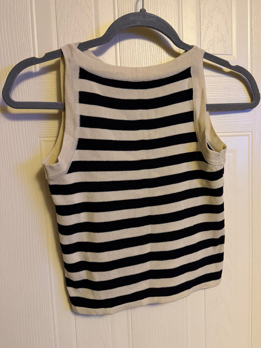 Cream & Black Cropped Tank-Size M