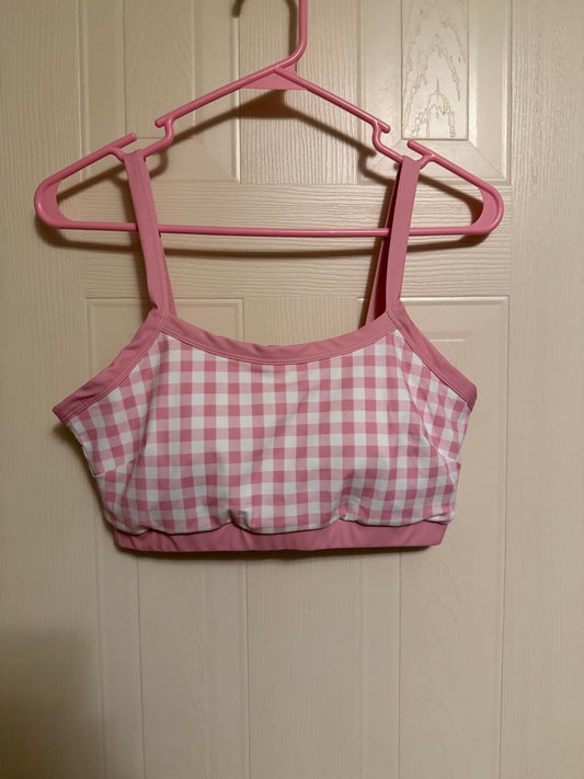 Pink Gingham Sports Bra-Size S/M