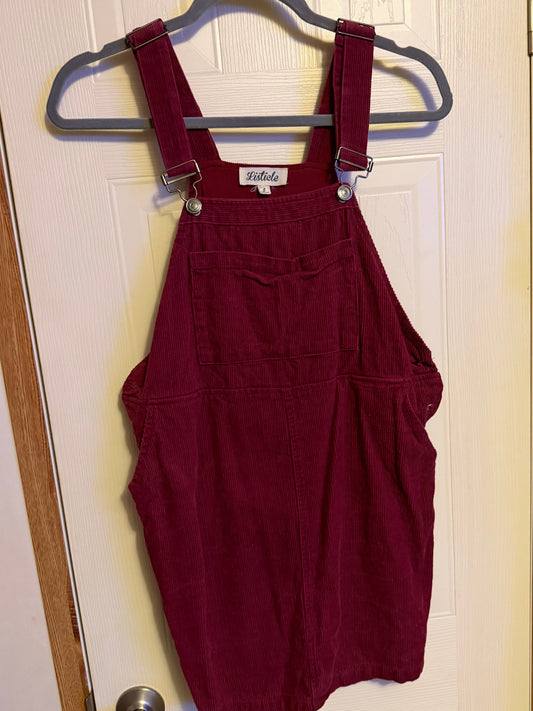 Maroon Corduroy Overall Dress-Size S