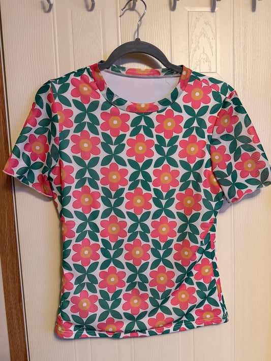 70s Vibes Lined Mesh Top- Size M