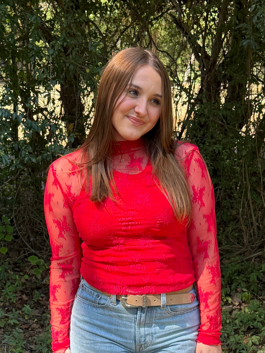 Luxe Lace Top-Red