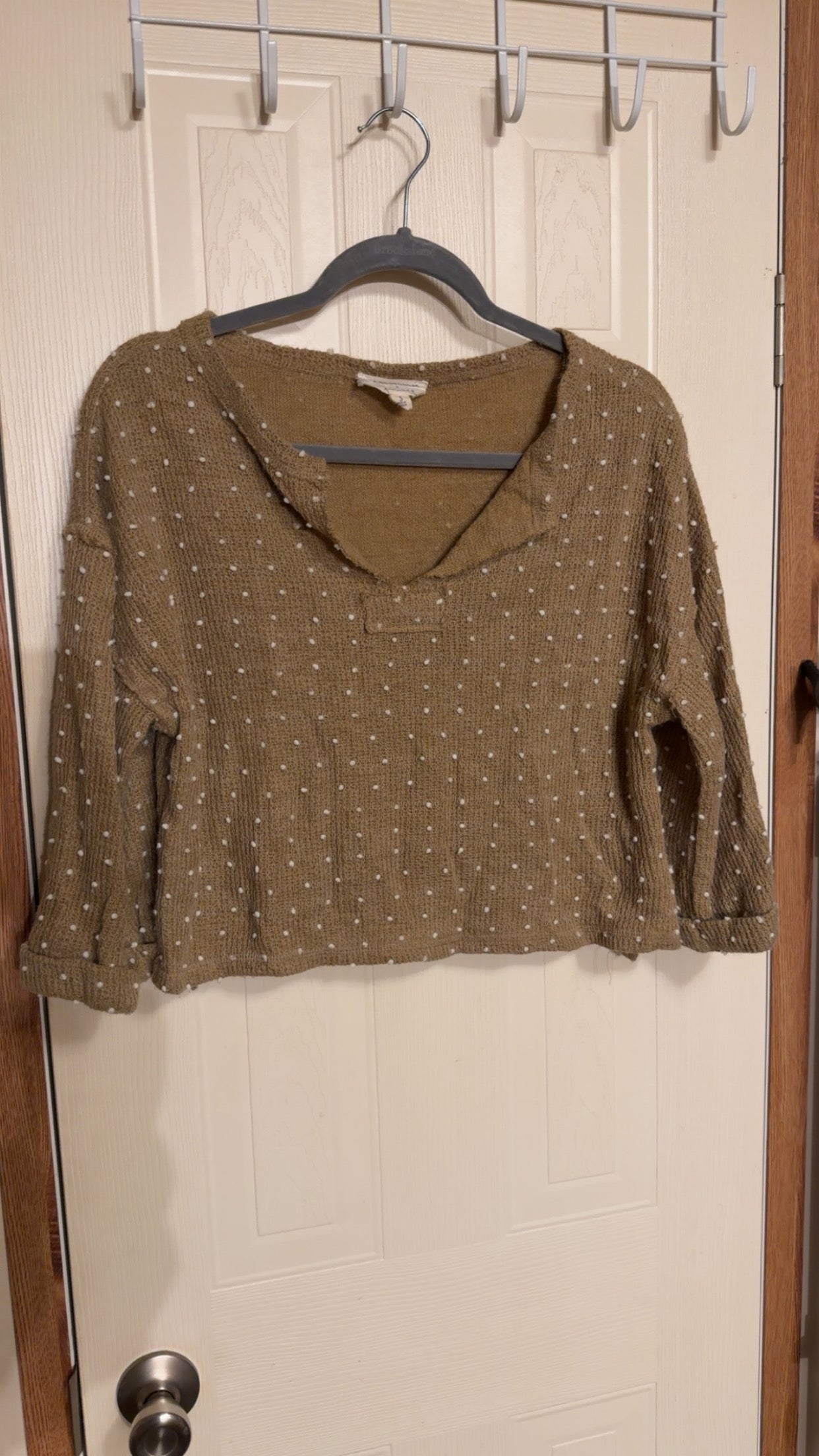 Tan Polka Dot Cropped Top-Size S